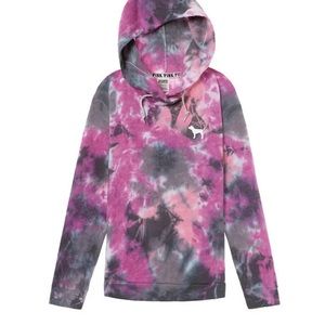 Vs pink tie dye crossover tunic sweatshirt